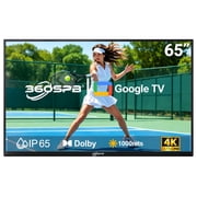 360SPB 65" 4K UHD Outdoor TV with Google TV, 1000 Nits High Brightness, IP65 Waterproof Weatherproof, HDR, Dolby Audio, Voice Remote, for Patio, Backyard & Partial Sun