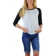 thumbnail image 5 of ToBeInStyle Women's Classic Cotton Baseball T-Shirts - White/Black - Medium, 5 of 5