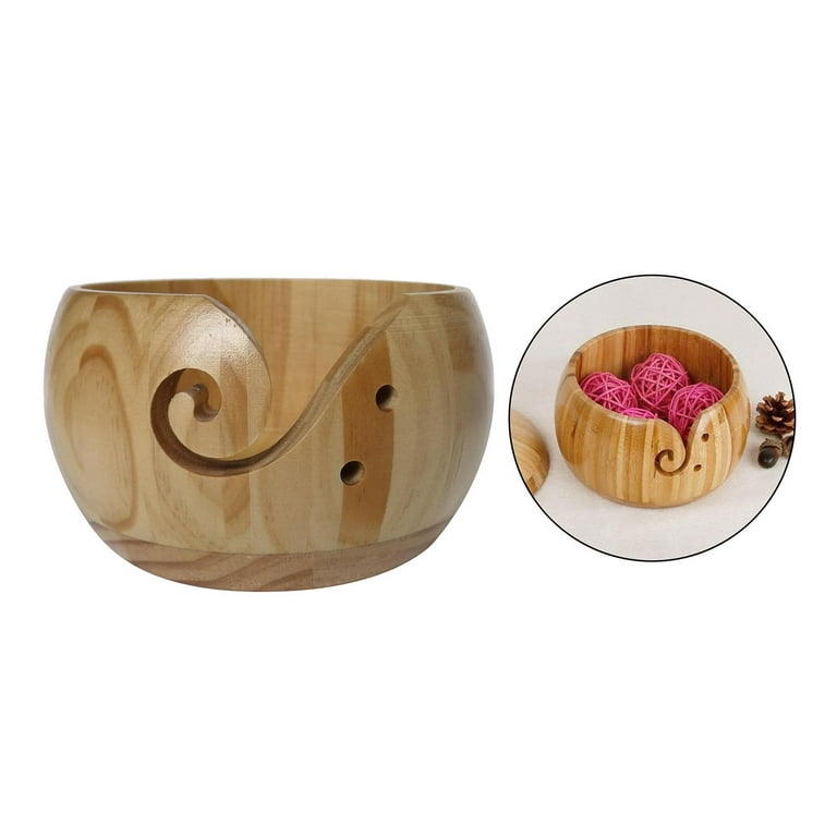 1pc Three Color Wooden Yarn Bowl For Knitting Or Crochet