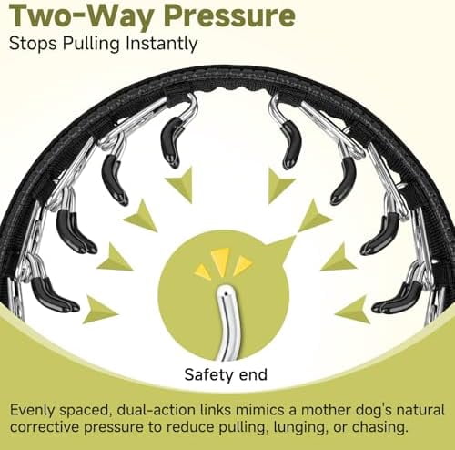 Martingale No Pull Collar for Large Medium Dogs, Patented Dog Walking Training Collar for Pulling, 1.5'' Wide Alloy Buckle, Neoprene Padded, Adjustable, Reflective, Easy to Use(L, Black)