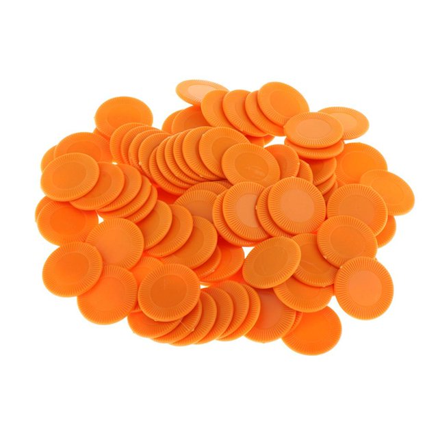 100 Unids / Pack Plástico ABS 23 Bingo Fichas de Póquer Fichas de Juguetes naranja CUTICAT Fichas de juego de bingo