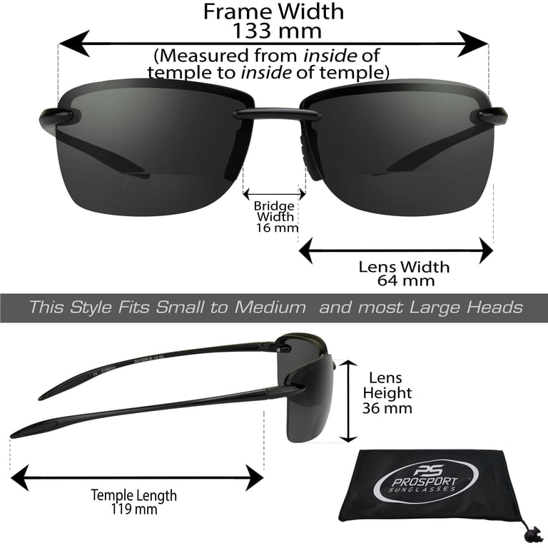 ProSPORT Lightweight Polarized Sunglasses – Semi-Rimless Frame With Smoke/Mirror Lens For Men & Women