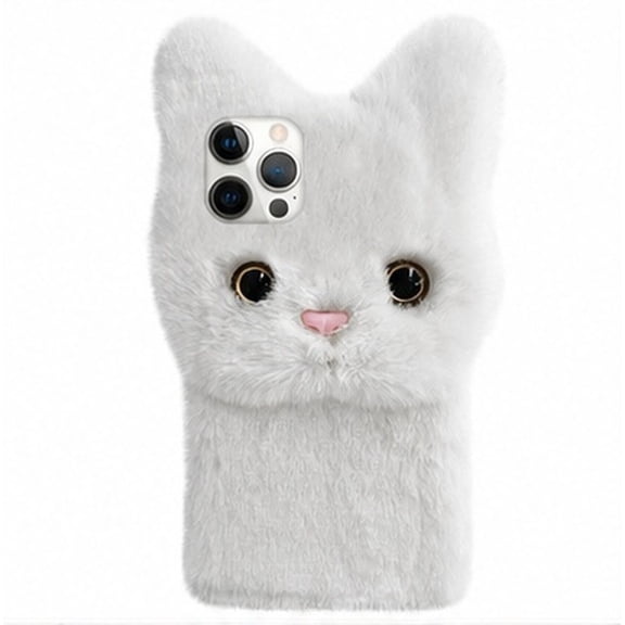 Cute Plush Cat Furry Phone Case Soft Protective Cover Compatible with iPhone 11 for Stylish Phone Safety