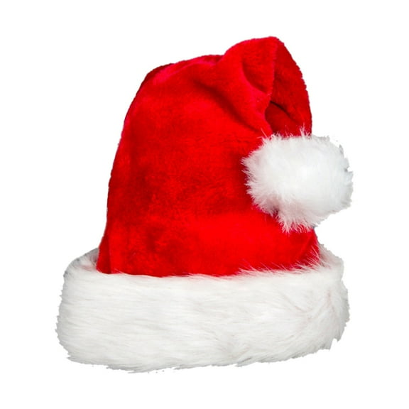 Extra Thick Plush Santa Hat, Soft Comfortable with Large Pom-Pom, 25" Circumference One-Size-Fit-Most, for Holiday Parties & Family Gatherings