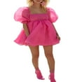 thumbnail image 4 of Robe Princesse en Tulle à Manches Bouffantes pour Femmes, Épaules Dénudées, Col Carré, Manches Courtes, Mini Robe Féerique, 4 of 9
