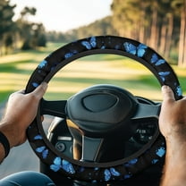 ZUXONGSY Blue Butterfly Golf Cart Steering Wheel Cover Cute Steering Wheel Cover Universal Auto Accessories Club Car Golf Cart Interior Decor Steering Wheel Accessories Gifts for Golfer Womens
