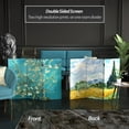 thumbnail image 2 of Red Lantern Double Sided Works of Van Gogh Canvas Folding Screen - Almond Blossoms/Wheat Field, 3 ft Short - 3 Panel, 2 of 13
