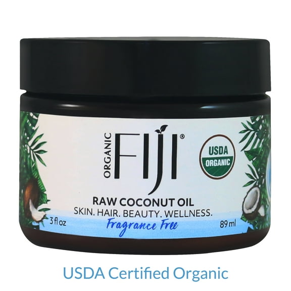 Organic Fiji Raw Cold Pressed Coconut Oil for Hair, Skin, Face & Body | Relaxing Massage Oil | Fragrance Free ,3 oz for Women Men & Baby