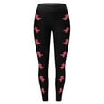thumbnail image 4 of Women's Valentines Leggings Solid Pants with Hearts Printed Yoga Pants Tight Bottom Leggings Slimming Stretch Trousers for Womens A-Pink S, 4 of 4