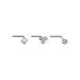 thumbnail image 5 of Women's Crystal Accent Silver Surgical Steel Nose Stud Set, 3 Pack, 5 of 7