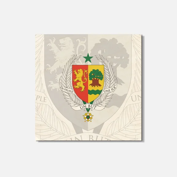 Senegal Coat Of Arms 4'' X 4'' Square Wooden Coaster