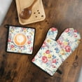 thumbnail image 5 of Pioneer Flower Kitchen Oven Mitt and Pot Holder Sets 2 Pcs for Baking, Cooking and Grilling, Heat Resistant Up To 392 °F, 5 of 7