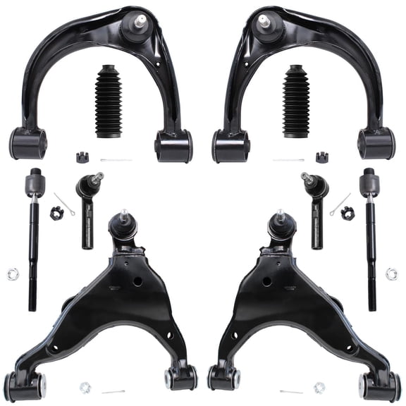 Detroit Axle - 10pc Front End Suspension Kit for 03-09 Lexus GX470 Toyota 4Runner, 07-09 FJ Cruiser, Upper & Lower Control Arms Tie Rod Ends Boots 2003 2004 2005 2006 2007 2008 2009 Replacement