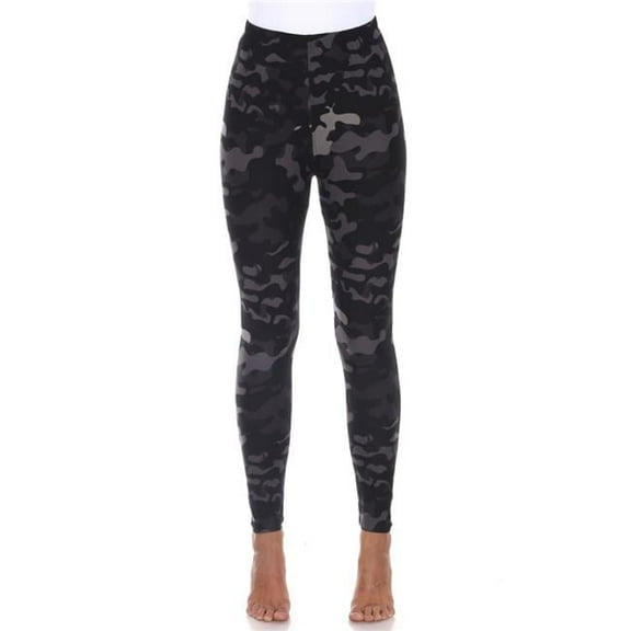 Super Soft Midi-Rise Printed Leggings for Womens, Black Army