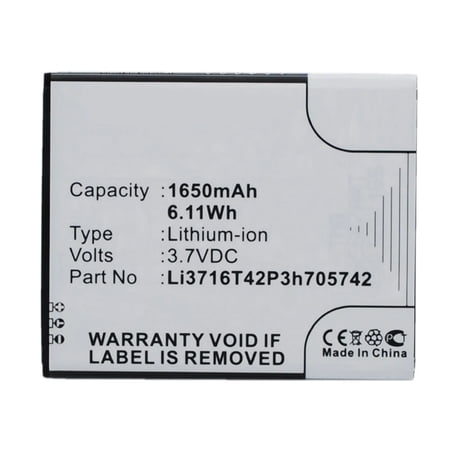 Batteries N Accessories BNA-WB-L3002 Cell Phone Battery - Li-Ion, 3.7V, 1650 mAh, Ultra High Capacity Battery - Replacement for A+World Li3716T42P3h705742 Battery