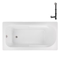 Streamline N-4320-745-BNK 72 in. x 36 in. Acrylic Soaking Drop-In Bathtub in Glossy White, With External Drain in Brushed Nickel