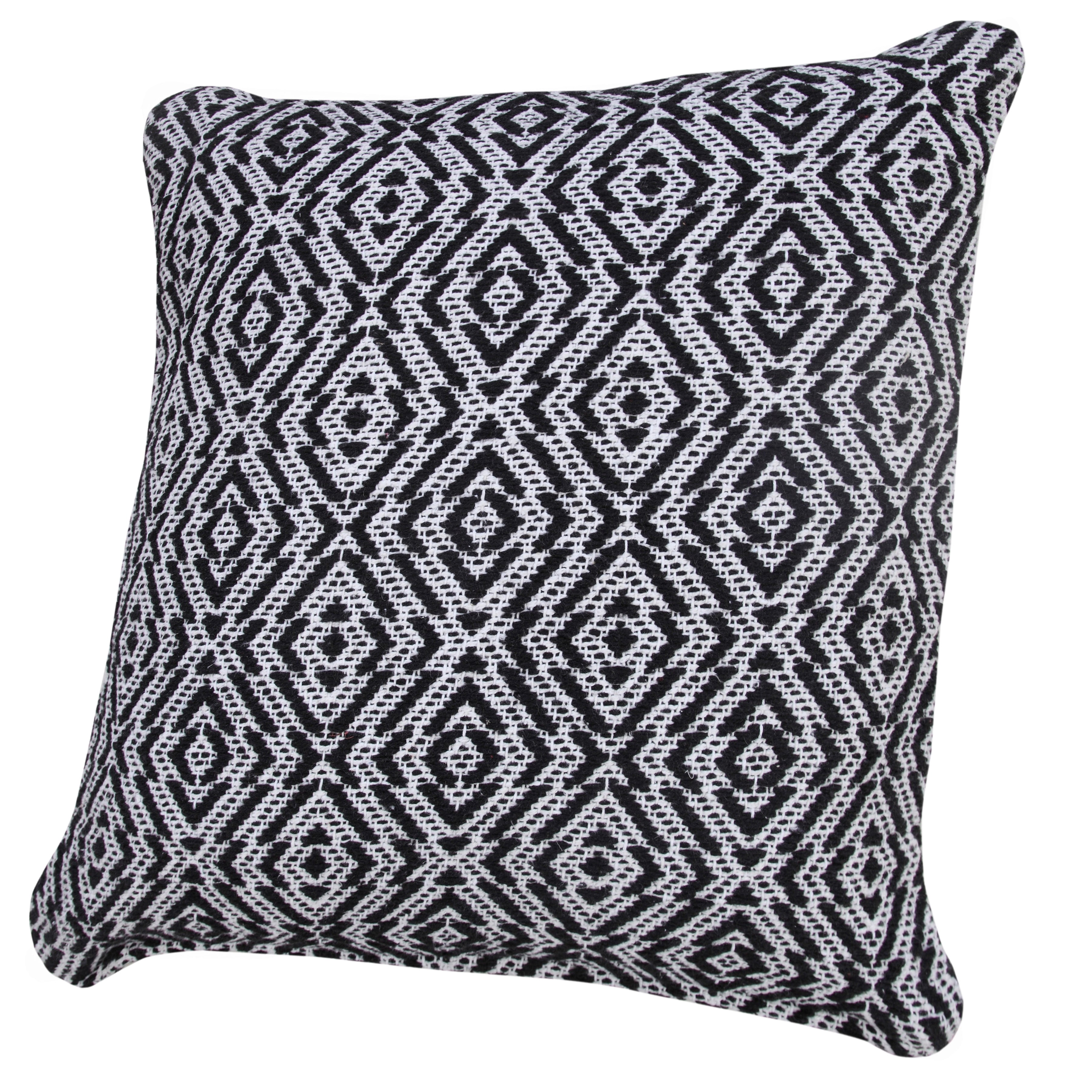 Harlow Hill Hampton 20" x 20" Geometric Cotton Adult Decorative Feather Filled Pillow, Black/White