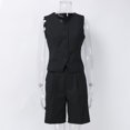 thumbnail image 3 of Chaleco Pantalones Cortos Traje Blazer de mujer Pantalones cortos de cintura alta Trajes Color sólido Suave Casual Verano Desgaste diario Kuymtek Negro M para Mujer, 3 of 7