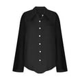 thumbnail image 4 of VgaVtl Women Shirts Fall Winter Long Sleeve Collared Tops for Women Dressy Black Loose Solid Color Leisure Button Down Shirts,S, 4 of 6