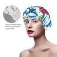 thumbnail image 4 of Disketp Red Funny Crab On Blue Stripe Shower Caps,Reusable Shower Cap For Women, Double Layer Waterproof Hair Cap, Large Size For All Hair Lengths,For Girls Spa Home Salon Use, 4 of 9