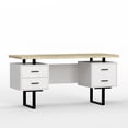 thumbnail image 5 of 60'' Mariposa Home Office Computer Desk - Reclaimed White Oak Top, White Body, Black Metal, Black Hardware, 5 of 6