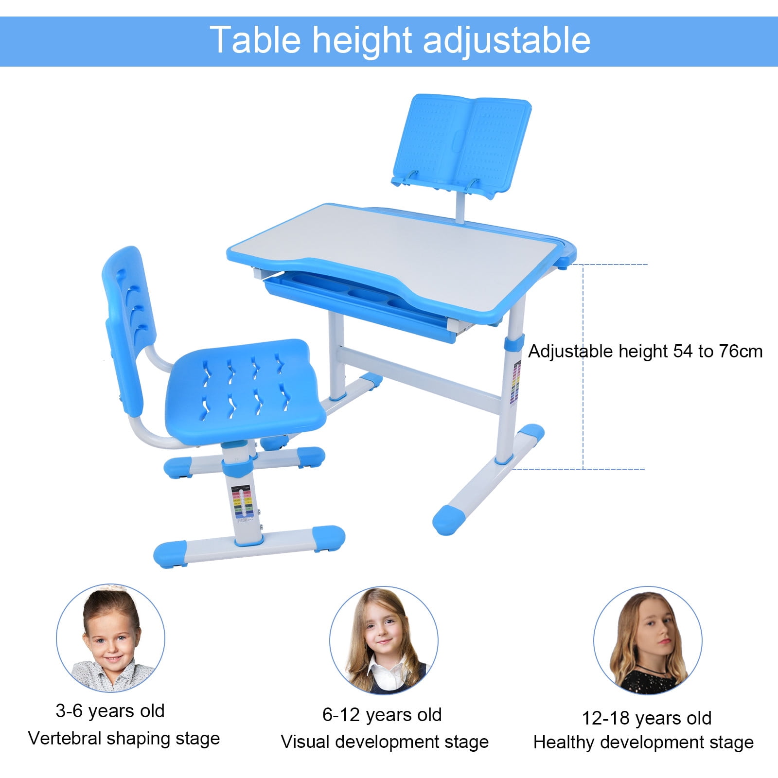 Buy Kids Desk and Chair Set, Height Adjustable Children Study Table ...