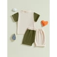 thumbnail image 6 of Baby Toddler Boys Shorts Clothing Set, 6 12 18 24 Months 2T 3T Short Sleeve Letters Print T-shirt with Contrast Color Shorts Summer Outfit, 6 of 9