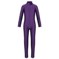 thumbnail image 2 of iiniim Kids Boys Girls Mock Neck Long Sleeve Unitard Leotard Full Length Body Suit Jumpsuit Dance wear Purple 10-12, 2 of 7