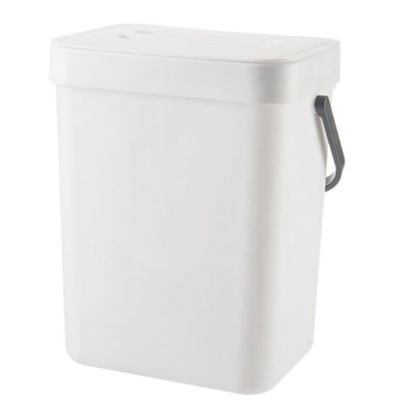 1.3 Gallon Kitchen Compost Bin Trash Can with Lid Food Waste Bin Small and Light Bathroom Trash Can White