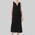 thumbnail image 6 of YueHuiYing Women Cute Sleeveless Ruffled Deep V Neck Dresses Cotton Linen Dress for Summer Casual Shift Dress, 6 of 7