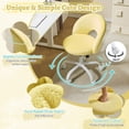 thumbnail image 6 of UBesGoo Comfy Office Chair with Wheels, Cute Rolling Vanity Makeup Chair, Adjustable Faux Rabbit Hair Task Chair for Makeup Room, Yellow, 6 of 9