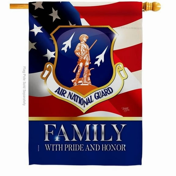 Breeze Decor H108618-BO 28 x 40 in. US Air National Guard Family Honor House Flag with Armed Forces Army Double-Sided Decorative Vertical Decoration Banner Garden Yard Gift
