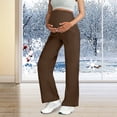 thumbnail image 2 of dmqupv Pantalon de Maternité Pantalon de Maternité pour Femmes Jambe Grand Taille Haute Extensible Pantalon de Grossesse pour le Travail Pantalon avec Poches Café, Taille pour S, 2 of 5