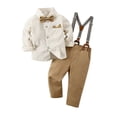 thumbnail image 2 of lnmuld Boys formal 3 Piece Suit Long Sleeve Dress Shirt Pants Vest Wedding Party Outfit (Color:Khaki,Size:5-6 Years), 2 of 3