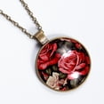 thumbnail image 2 of Roses Necklace Personalized Custom Photo Round Pendant Adjustable Stainless Steel Necklaces with Gift Box for Men Women Mothers Valentine's Jewelry Gift, 2 of 6