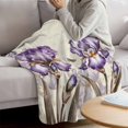 thumbnail image 3 of Purple Iris Blanket Soft Cozy Warm Throw Blanket for Couch, Plush Fuzzy Flannel Fleece Blankets for Sofa, Spring Vintage Butterfly Leaves Flowers Beige Bed Blankets Lightweight Gifts for Men, 50"x60", 3 of 9