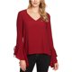 thumbnail image 1 of 1.STATE Blusa sin mangas con mangas en cascada para mujer, roja, pequeña 1.STATE Pull-over, 1 of 1