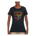 thumbnail image 2 of Wild Bobby, Keep It Wild Colorful Elephant Face Animal Lover Womens Graphic T-Shirt, Black, Small, 2 of 3
