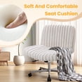 thumbnail image 5 of COOLHUT Office Chair Armless Criss Cross Legged Chair with Wheels, Teddy Fabric Comfy Home Office Desk Chairs, Wide Seat Vanity Task Computer Chair, Beige, 5 of 14