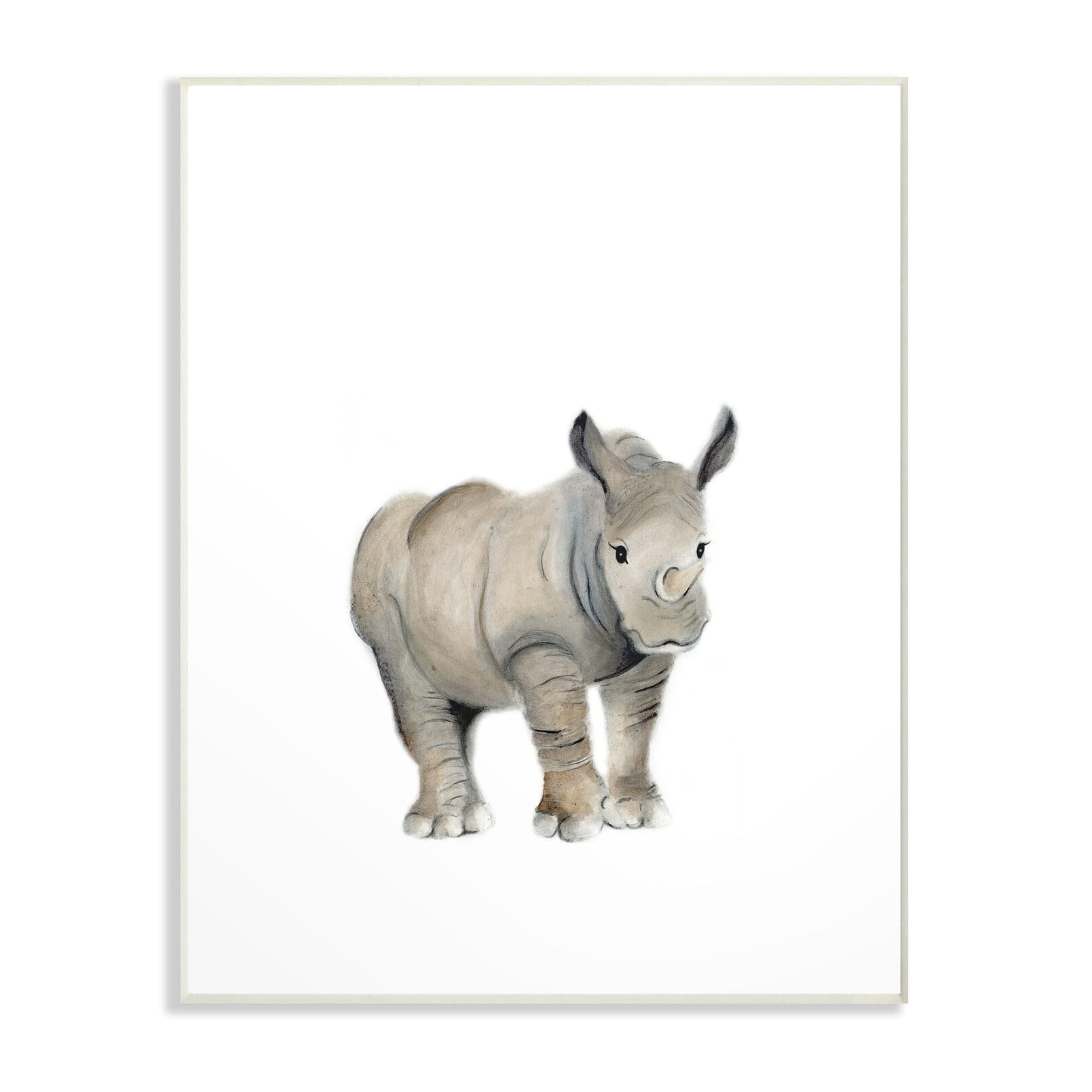 Stupell Painted Rhino Single Animal Wall Plaque Art, 10 x 0.5 x 15, A 10 x 15
