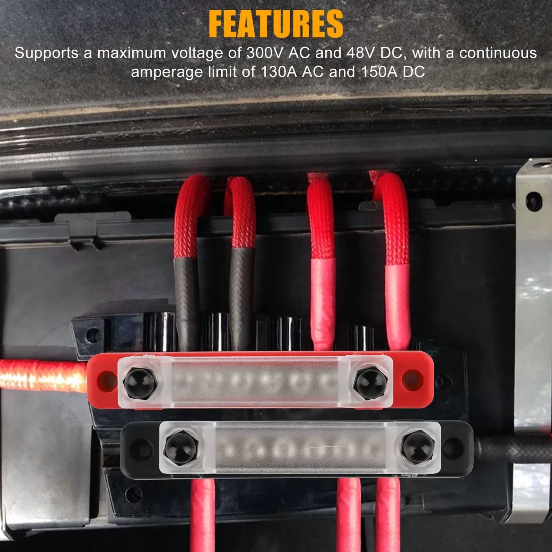 CRESTIN- 6 Way Power Distribution Bus Bar Terminal 150A Screws Battery Block For Car Boat