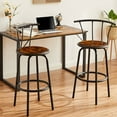 thumbnail image 2 of VECELO Set of 2 Bar Stools, Swivel Round Wood Metal Counter Height Bar Stools with Arc-Shaped Backrest, Brown, 2 of 8
