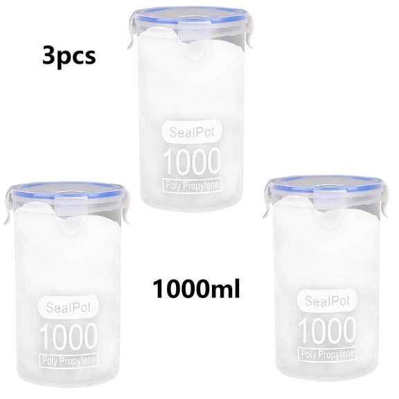 YYUZH Airtight Food Storage Containers with Lids - 3 Piece Set 1000ml Air Tight Kitchen Storage Containers for Pantry Organization and Storage Clear Plastic BPA-Free Keeps Food Fresh Dry