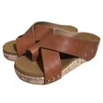 thumbnail image 2 of Bmisegm Women's Solid Color Sandals with Sloping High Heels Sandals Women Summer Coffee 8.5, 2 of 8