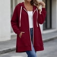 thumbnail image 5 of Zysthvn Winter Hoodie Womens Tunic Zip up Casual Drawstring Women's Sweatshirts Loose Fit Long Sleeve Solid with Pockets Tops, 5 of 9