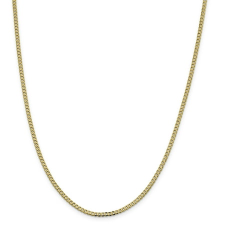 Flat Curb Link Chain 14k Yellow Gold 2.3mm Beveled Link Curb Chain Necklace 16 Inch Pendant Charm Flat Gifts For Women For Her ()