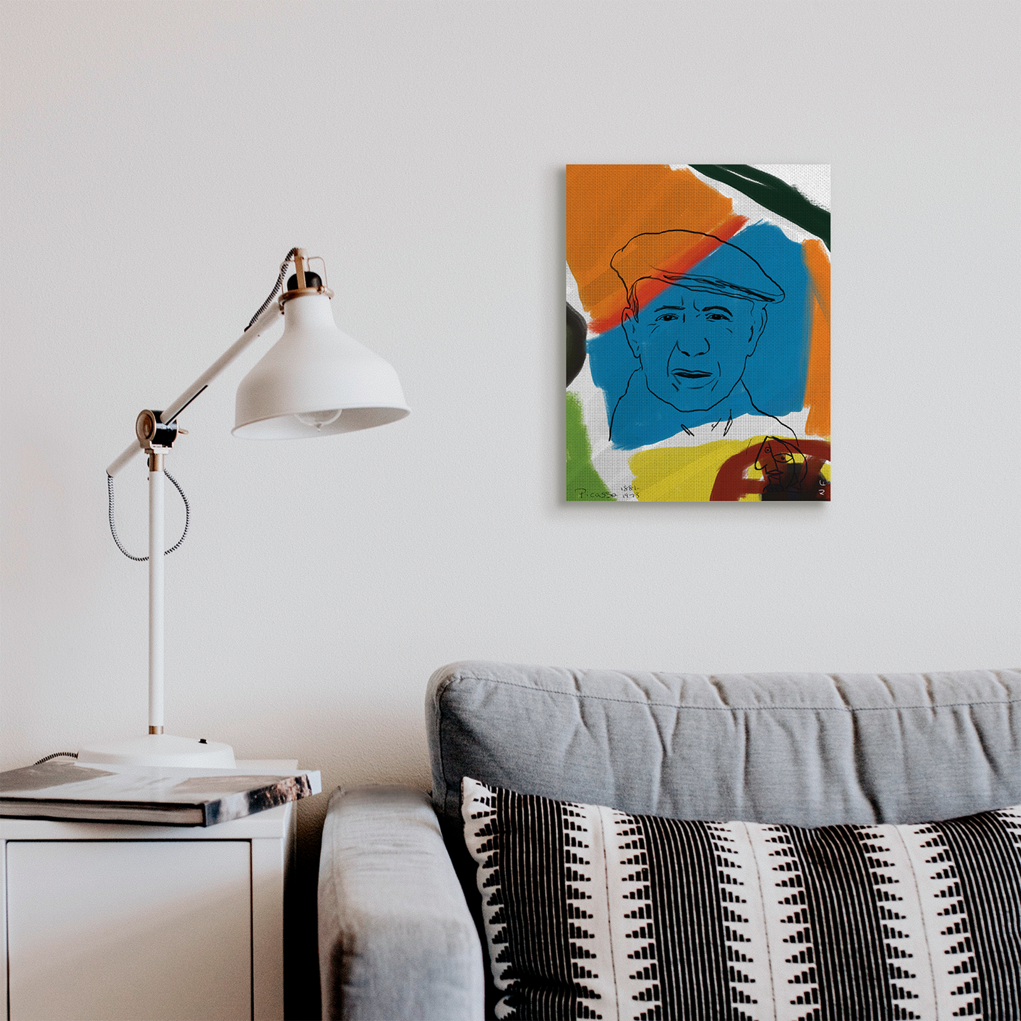 Stupell Industries Modern Picasso Portrait Vibrant Abstract Shapes Abstract Painting Gallery Wrapped Canvas Art Print Wall Art, 16 x 20