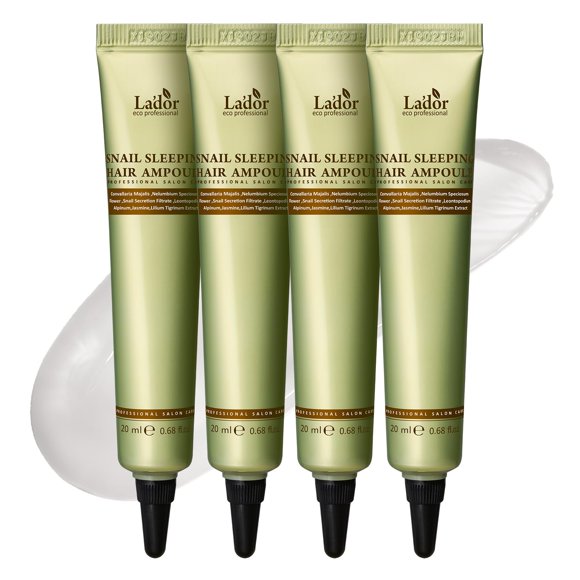 LA'DOR Snail Sleeping Hair Ampoule Serum - Mascarilla intensiva durante la noche - Tratamiento para el cabello encrespado, seco y dañado, cuidado del cabello coreano LADOR