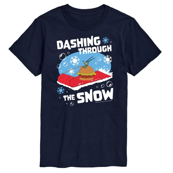 SpongeBob SquarePants - Dashing Through The Snow Plankton Christmas - Men's Short Sleeve Graphic T-Shirt