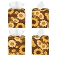 thumbnail image 2 of Sikiie Vintage Wood Grain Sunflower A Leather Tissue Box Cover Square, tissue box holder, Tissue Box with Bottom Belt-5.2”x5.2”x5.2”, 2 of 7
